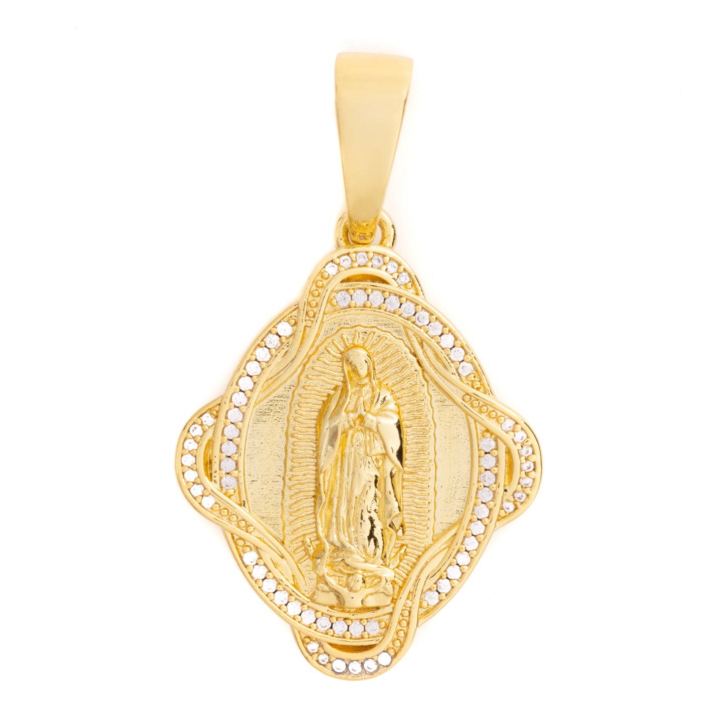 Oval Virgen de Guadalupe Diamond Pendant