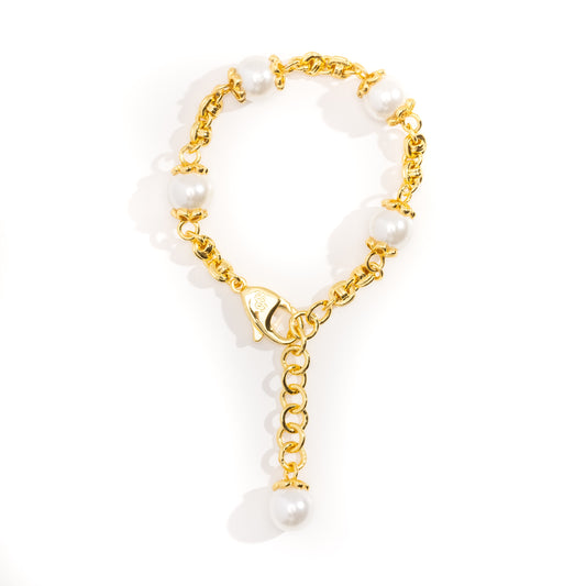 Pearl Byzantine Bracelet in 18k Gold