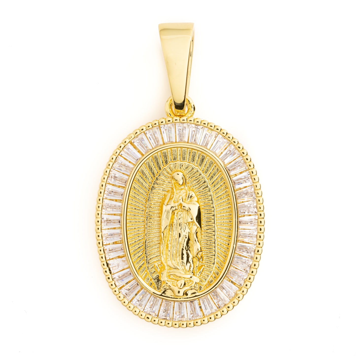 Round Virgen de Guadalupe Diamond Pendant