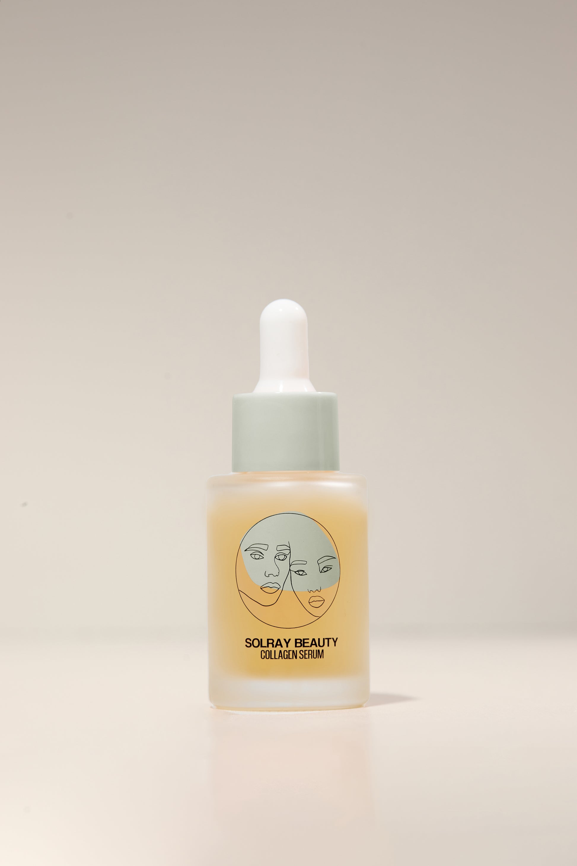 SolRay Beauty's Collagen Serum bottle with the SolRay Beauty logo prominently displayed on the label.